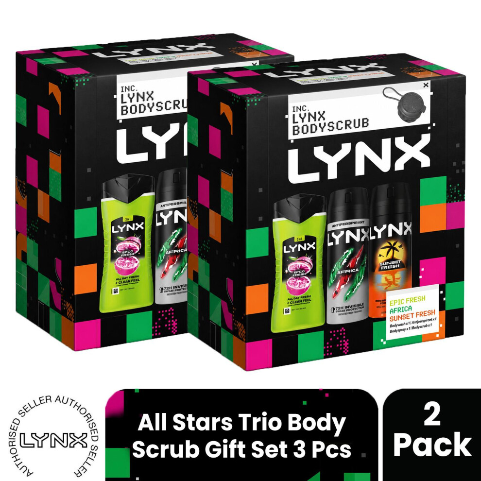 Lynx Men's Multicolor All Stars Trio & Body Scrub - Gift Set - 3 Piece Each | : Size 2 Pack - Image 5