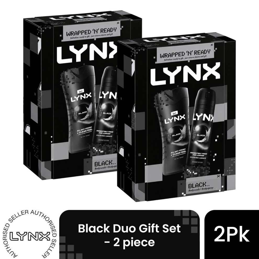 Lynx (Pack Of 2) Black Duo Gift Set 2 Piece, Choose Your Pack Size 1,2,3 Or 4