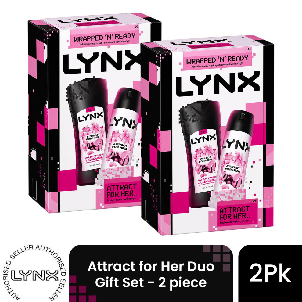 Lynx (Pack Of 2) Attract For Her Duo Gift Set 2 Piece, Choose Your Pack Size 1,2,3 Or 4