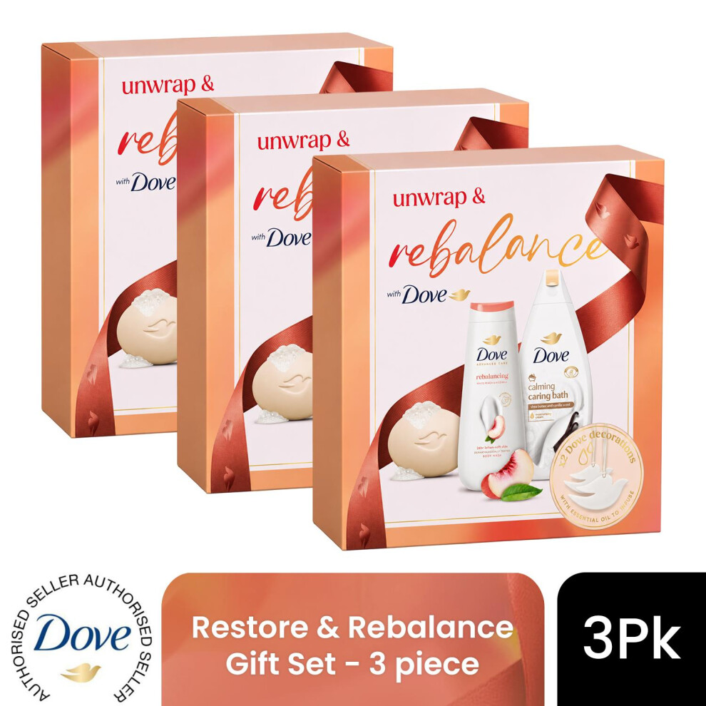Dove (Pack Of 3) Restore & Rebalance Gift Set 3 Piece, Choose Your Pack Size 1,2,3 Or 4