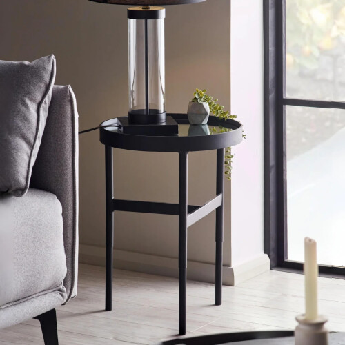Franki Mirror Glass Lamp Table