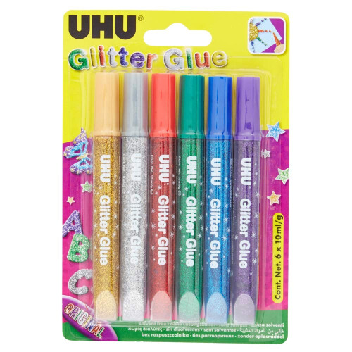 UHU GLITTER GLUE ORIGINAL 6X10ML BLISTER