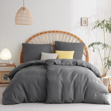 WAVVE Bettwäsche 135x200 4teilig Anthrazit - 80x80 Kissenbezüge, Mikrofaser