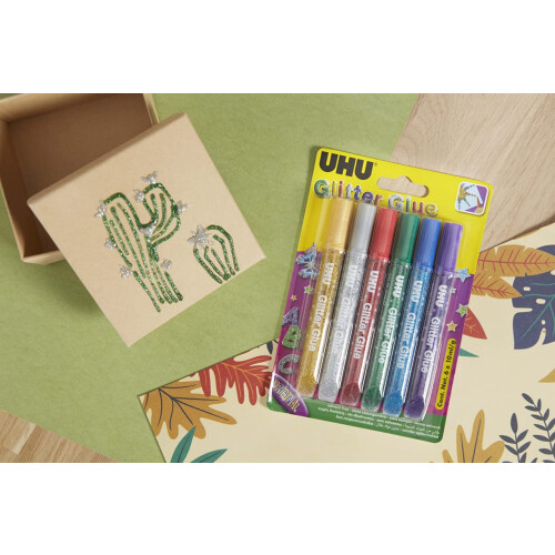 UHU GLITTER GLUE ORIGINAL 6X10ML BLISTER 1