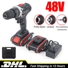 48VF Perceuse à percussion sans fil, kit avec 2 batteries lithium-ion, accessoires complets et boîte de rangement portable