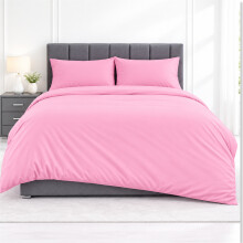 (Pair of Pillowcase, Pink) Polycotton Plain Dyed Duvet/Quilt Cover with Pillowcases Nice & Bright Colours Anti Allergenic Bedding Set.