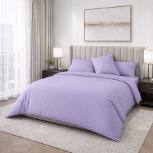 (Pair of Pillowcase, Lilac) Polycotton Plain Dyed Duvet/Quilt Cover with Pillowcases Nice & Bright Colours Anti Allergenic Bedding Set.