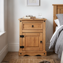 Corona Large Pot Cupboard Bedside Cabinet 1 Door Table Solid Wood Pine Wooden