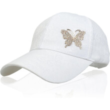 Dames baseballpet met bloemenprint, strass-steentjes en vlinderbedeltje_verjaardagscadeau