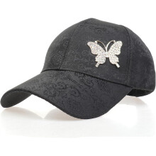 Dames baseballpet met bloemenprint, strass-steentjes en vlinderbedeltje_verjaardagscadeau