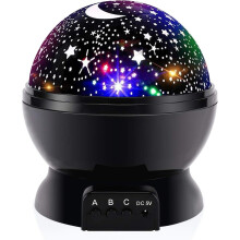 Yövalo lapsille, lasten yövalo Nebula 360 asteen kierto - 4 LED-lamppua 12 vaaleanväristä tähtiprojektoria, joka muuttu