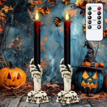 Halloween musta liekitön kartiokynttilä kaukosäätimellä ja ajastimella_syntymäpäivälahja