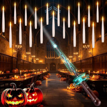 Verbeterde set van 20 drijvende kaarsen met toverstaf voor Halloween-decoratie_Verjaardagscadeau