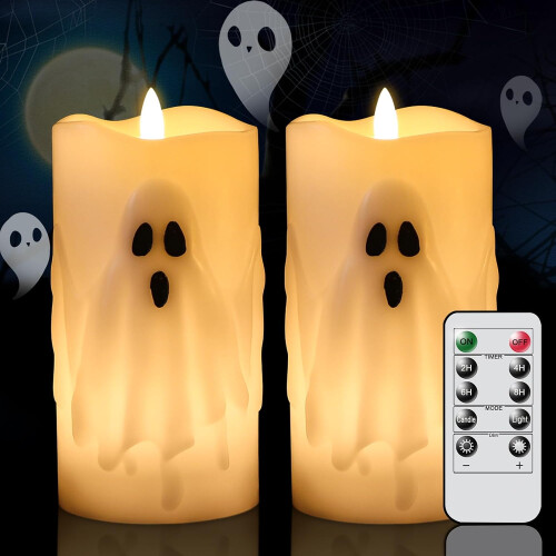 Κεριά σε σχήμα στύλου με φάντασμα Halloween χωρίς