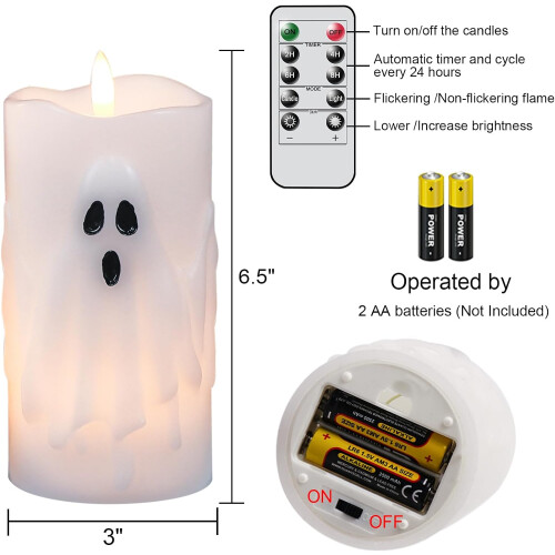 Κεριά σε σχήμα στύλου με φάντασμα Halloween χωρίς 1