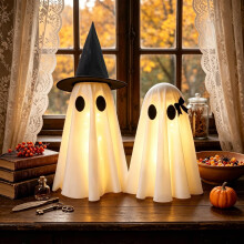 Halloween-koristeet sisätiloihin, 2 valaisevan aaveen ja noidanhatun setti_syntymäpäivälahja