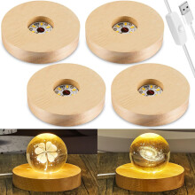 stuks LED-lichtvoeten - Houten LED-voet voor kristallen houten lichtdisplay voor glaskunst, verlich