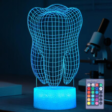 Hammaslahjat, 3D-hampaiden yövalo, 3D-illuusiolamppu, 16 väriä vaihtava, kaukosäädin, himmennettävä, olohuoneen sisustu