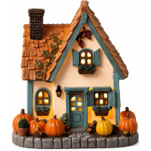 Halloween Vintage -valaistut kurpitsamökki, valaistu monivärinen syksykylän sisustus, käsinmaalatut kurpitsa-LED-mökit,