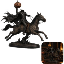 Valaiseva päätön ratsastaja ratsastaa hevosella -patsas, halloween-takkapöydän sisustus_syntymäpäivälahja