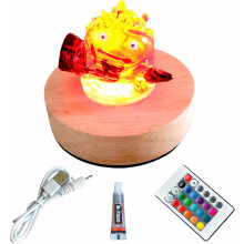 Calcifer-yövalo kaukosäätimellä - monivärinen säädettävä LED-lamppupatsas, joka on inspiroitunut Howlin liikkuvasta lin