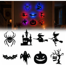 Halloween LED-seinäkoristevalot, 8-osainen aavemainen siluetti sisävalaisinsetti (8 kpl)_syntymäpäivälahja