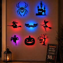 Halloween LED-seinävalojen siluettitarrat, 8 kpl irrotettavia tarroja, syntymäpäivälahja
