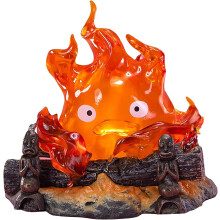 Calcifer-lamppupatsas, söpö Calcifer-yövalo, pöytävalaisin, lämpimän oranssit liekkivalot makuuhuoneen toimiston sisust