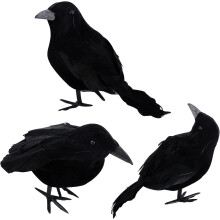 3 kpl Halloween-variksia, keinotekoisia höyhenpeitteisiä variksia, realistisia korppilintukoristeita, eläinkoriste, pel