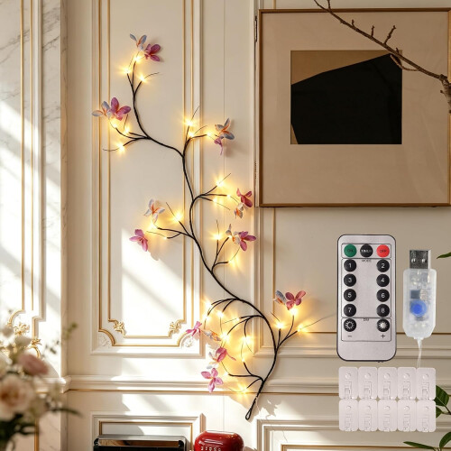 8 Modes Warm White Butterfly Willow Vine Lights（1 Pack）_Birthday Gift