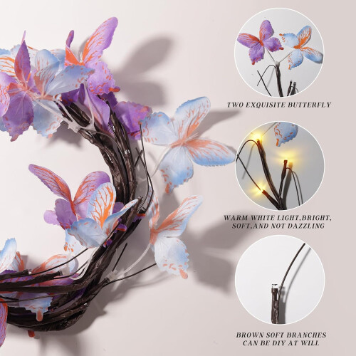 8 Modes Warm White Butterfly Willow Vine Lights（1 Pack）_Birthday Gift 1