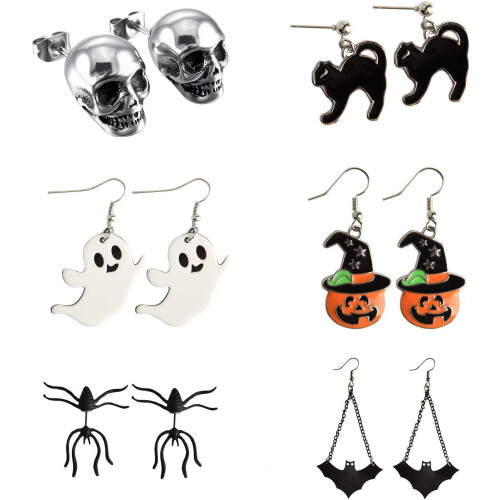 Σκουλαρίκια για Halloween, Κολοκύθα Σκελετός Κεφά