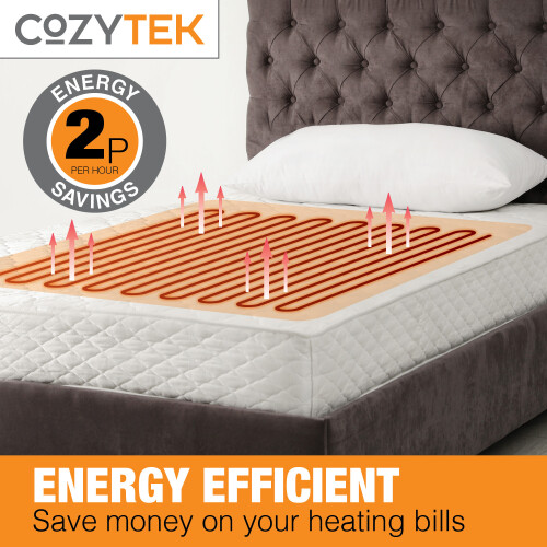 (Single 135x65cm) Cozytek Electric Blanket Polyester Underblanket 3 Heat Settings White 2