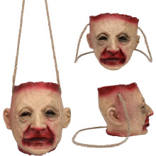 Pelottava pellepään karkkiämpäri Halloween-kauhu olkalaukku katkaistu pää rekvisiitta lateksi verinen zombipelle karkki