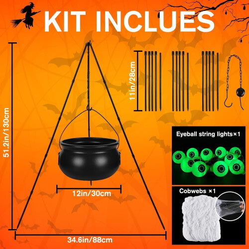 Διακόσμηση για το Halloween με καζάνι και τρίποδο 1
