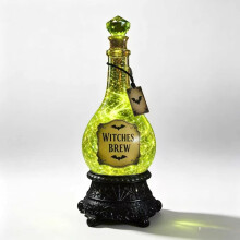 Halloween Glitterbollamp – Verlichte heksenbrouwselfles met groene gloed en wervelende glitters, gr