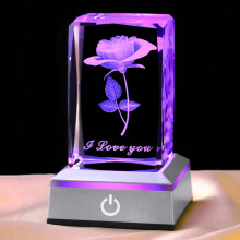 3D-Rosenkristall-Nachtlicht, perfektes Muttertagsgeschenk für Ehefrau, Mutter, Tochter, Ehemann ode