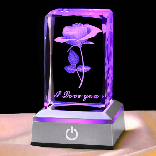 3D-Rosenkristall-Nachtlicht, perfektes Muttertagsgeschenk für Ehefrau, Mutter, Tochter, Ehemann ode