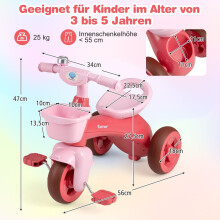 Dreirad für Kleinkinder mit eingeschränkter Lenkung, rosa, ergonomischer Sitz
