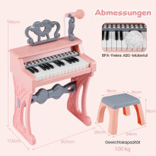 Pinkes Kinderkeyboard mit 25 Tasten, Hocker und Mikrofon