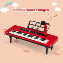 Digitales Kinderpiano mit 37 Tasten, Mikrofon und Ständer, Rot