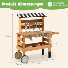 2-in-1 Kinderwagen aus Holz & Werkbank mit Werkzeugen