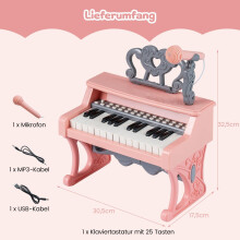 Elektrisches Kinder-Keyboard, 25 Tasten, Mikrofon & Ständer, Rosa