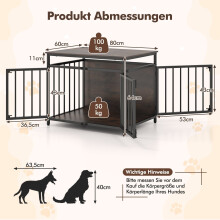 Hundebox mit 3 Türen, Holz, 80 x 60 x 64 cm