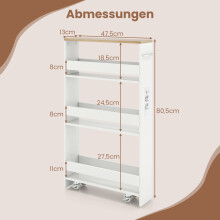 Schmaler Rollwagen mit Ladestation, 4-stufig, 13 cm