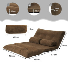 Verstellbares Bodenschlafsofa mit 2 Kissen, Braun