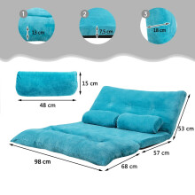 Verstellbares Bodenschlafsofa mit 2 Kissen, Blau