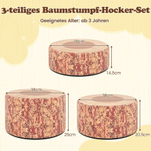 Kinder-Baumstumpfhocker-Set, 3-teilig, Kunstleder