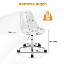 Transparenter PET-Bürostuhl - Verstellbar, drehbar, ergonomisch