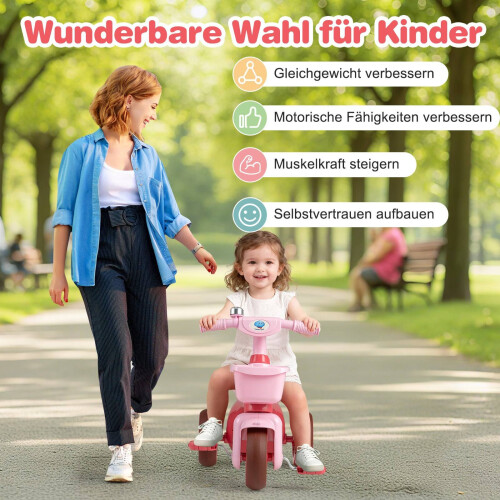 Dreirad für Kleinkinder mit eingeschränkter Lenkung, rosa, ergonomischer Sitz 2